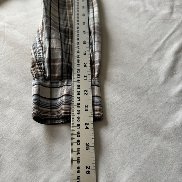 Old Navy Men's Western Plaid Linen Blend Pearl Snap Shirt Medium Cowboy Rodeo - Picture 11 of 14